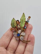 Load image into Gallery viewer, 1930s Czech Multicoloured Glass and Enamel Flower Brooch
