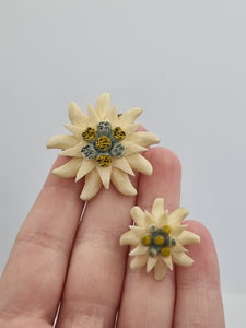 1940s Carved Edelweiss Brooch Set