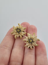 Load image into Gallery viewer, 1940s Carved Edelweiss Earrings

