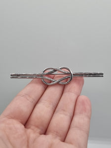 1930s Art Deco Silver Tone Reef Knot Tie Pin