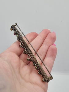 1930s Czech Long Filigree Multicoloured Bar Brooch