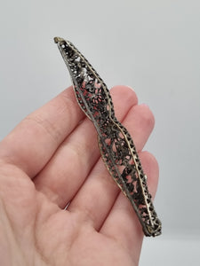 1930s Czech Long Filigree Multicoloured Bar Brooch