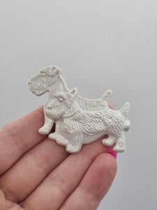 1940s Deadstock White Celluloid Dog Brooch