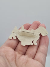 Load image into Gallery viewer, 1940s Deadstock White Celluloid Dog Brooch
