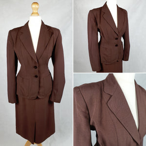 1940s Chocolate Brown Lightweight Gabardine Suit
