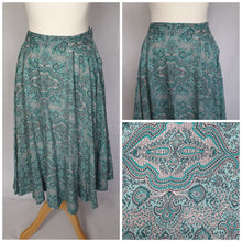 Load image into Gallery viewer, 1950s Blue, Black and White Paisley Print Full Circle Skirt
